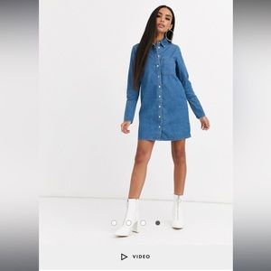 ASOS DESIGN Petite denim shirt dress in blue
